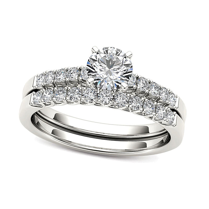 Brautset mit Diamanten 1.0 CT. Gesamtgewicht in 14K Weißgold