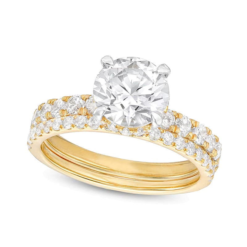 3.0 ct. Gesamtgewicht Labordiamant Braut-Set in 14K Gelbgold (I/SI2)