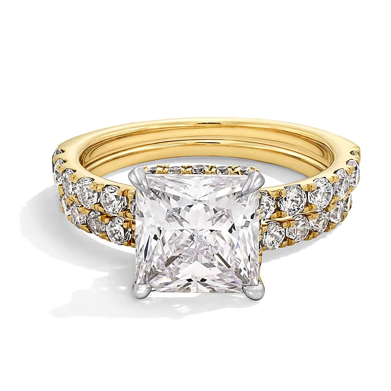 4.33 CT. Gesamtgewicht Braut-Set mit Labordiamanten im Princess-Schliff in 14K Gelbgold (F/VS2)