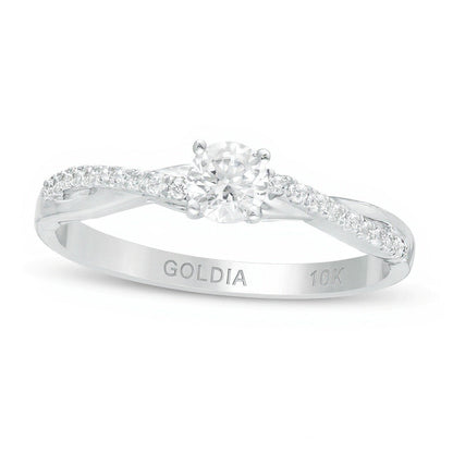0.33 ct. Gesamtgewicht Diamant Solitär mit seitlichem Besatz Verlobungsring in 10K Weißgold