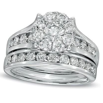 1.5 CT. Gesamtgewicht Multi-Diamant Braut-Set in 14K Weißgold
