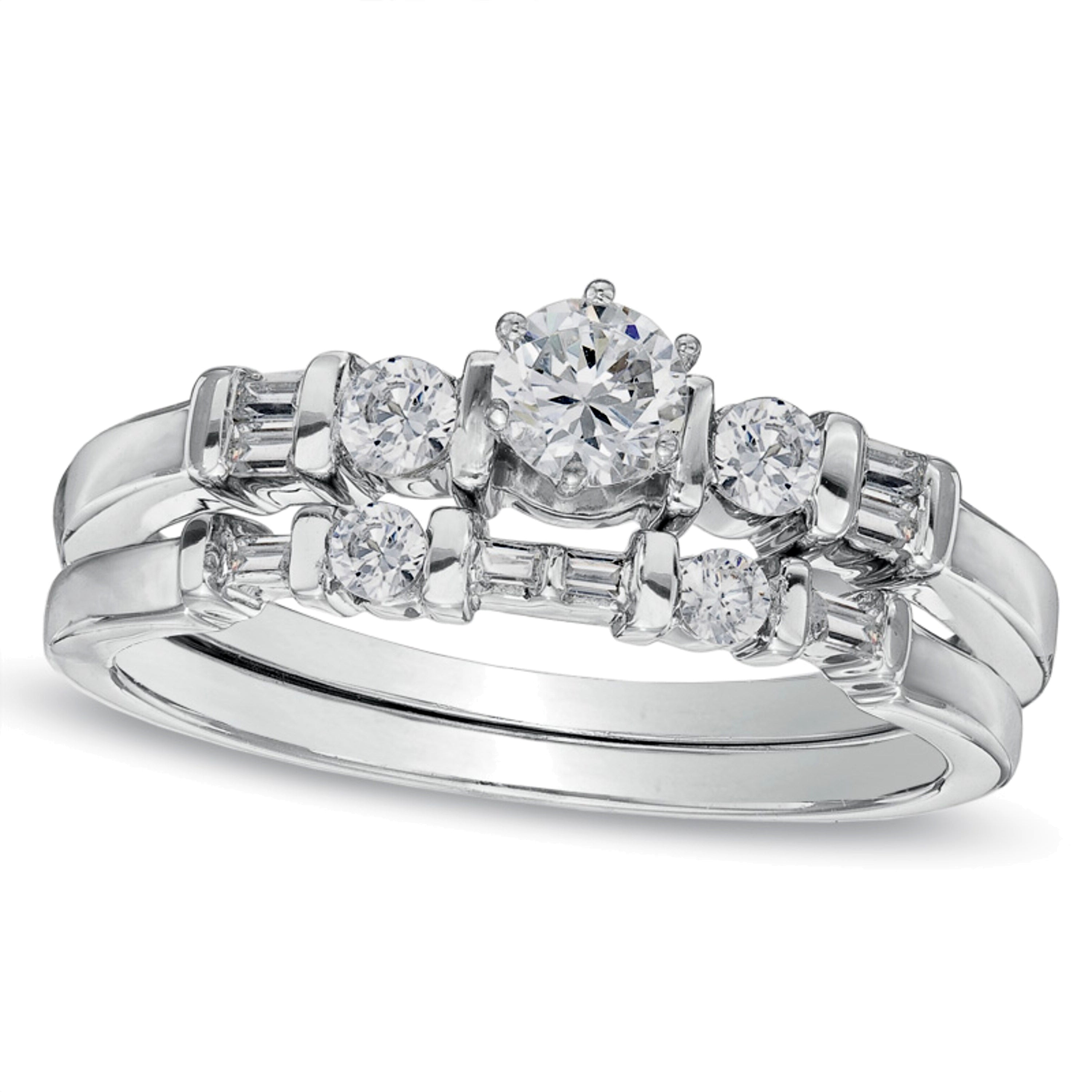 Brautset mit Diamanten 0.5 ct. Gesamtgewicht in 10K Weißgold