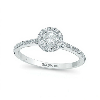 0,5 ct. Gesamtgewicht Diamant Halo Verlobungsring in 10K Weißgold