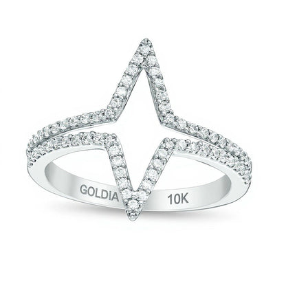 0.33 ct. Gesamtgewicht Diamant Ring mit doppeltem Dreieck und geteilter Schiene in 10K Weißgold