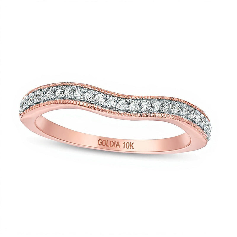 0.17 ct. Gesamtgewicht Diamant Ehering im Vintage-Stil mit Contour in 10K Roségold