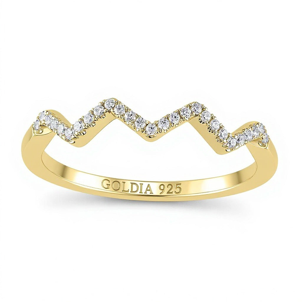0.07 ct. Gesamtgewicht Diamant Zickzack-Ring aus 14K Weißgold für Damen