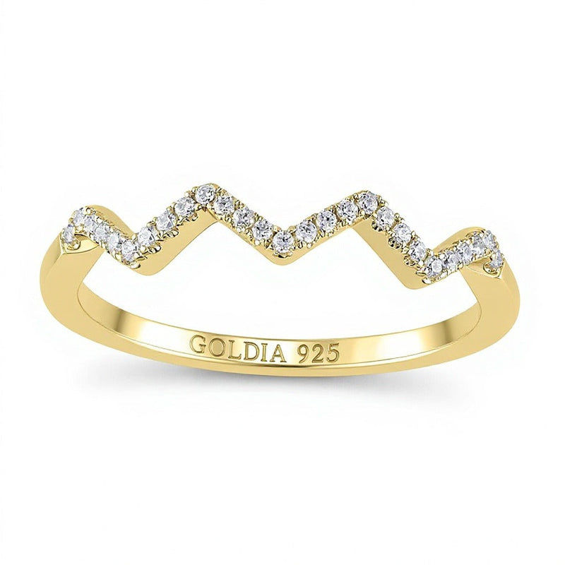 0.07 ct. Gesamtgewicht Diamant Zickzack-Ring aus 14K Weißgold für Damen