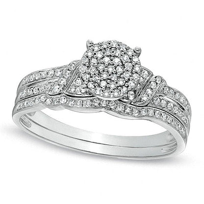 0,25 ct. Gesamtgewicht Diamant-Brautset in 10K Weißgold