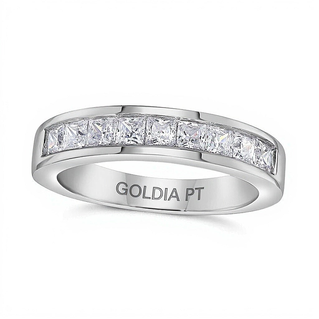 1.0 ct. Gesamtgewicht Ehering mit Diamanten im Princess-Schliff, neun Steine, in Platin (I/SI2)