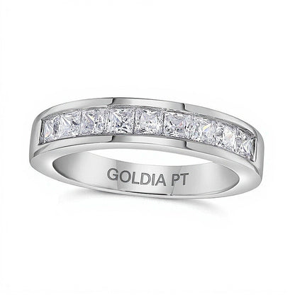 1.0 ct. Gesamtgewicht Ehering mit Diamanten im Princess-Schliff, neun Steine, in Platin (I/SI2)