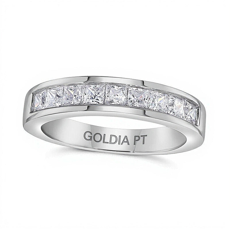1.0 ct. Gesamtgewicht Ehering mit Diamanten im Princess-Schliff, neun Steine, in Platin (I/SI2)