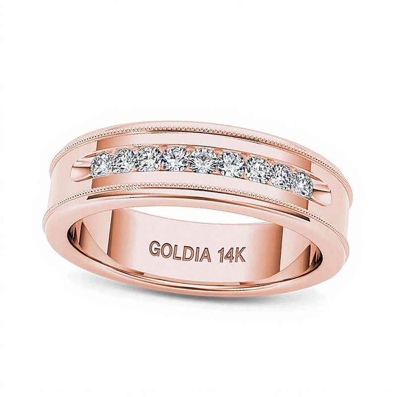 0.33 ct. Gesamtgewicht Diamant Ehering kanalgefasst mit Milgrain in 14K Roségold