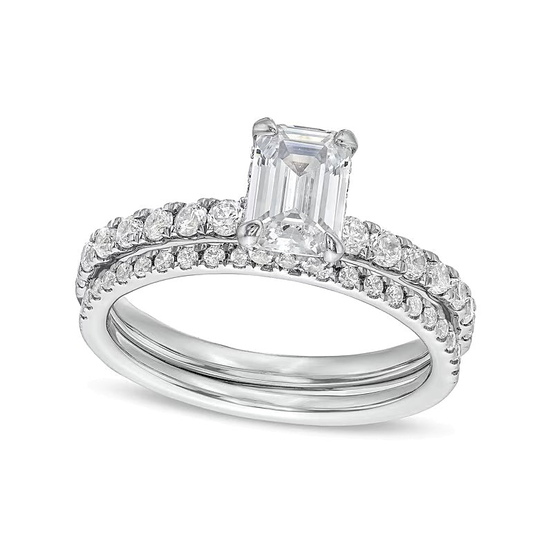Braut-Set 1.75 CT. TW Labordiamant im Smaragdschliff in 14K Weißgold (F/SI2)