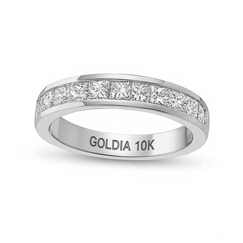 1.0 ct. Gesamtgewicht Memoire-Ring mit elf Diamanten im Princess-Schliff in 10K Weißgold