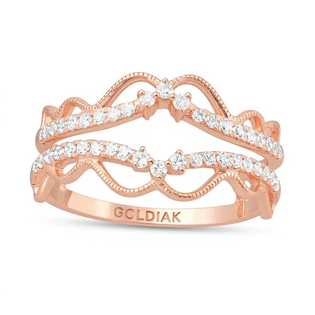 0.33 ct. Gesamtgewicht Diamant Vintage-Solitär-Enhancer mit doppelter Krone in 10K Roségold