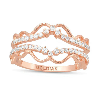 0.33 ct. Gesamtgewicht Diamant Vintage-Solitär-Enhancer mit doppelter Krone in 10K Roségold