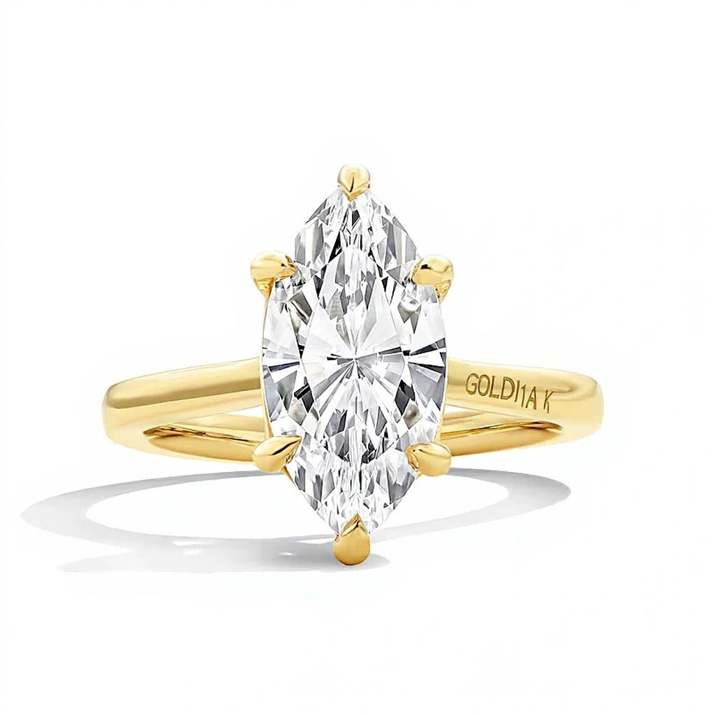3.0 CT. Solitär-Verlobungsring mit Labordiamant im Marquise-Schliff in 14K Gelbgold (F/VS2)