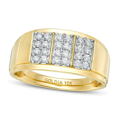 0.5 ct. Gesamtgewicht Komposit-Diamant Ring dreireihig in 10K Gelbgold