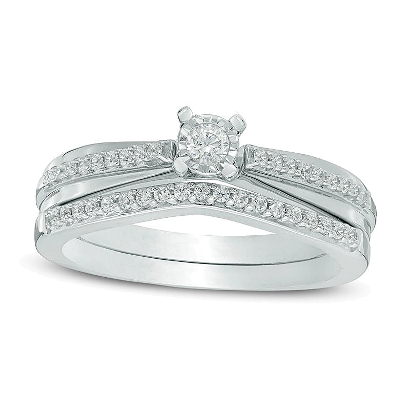 0,25 ct. Gesamtgewicht Diamant-Brautset in rhodiniertem Sterlingsilber