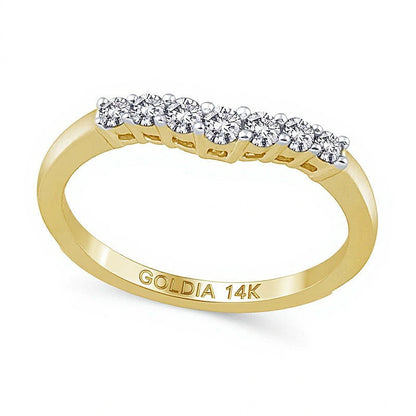 Ehering mit Diamanten 0,25 ct. Gesamtgewicht, sieben Steine, konturiert, in 14K Gelbgold