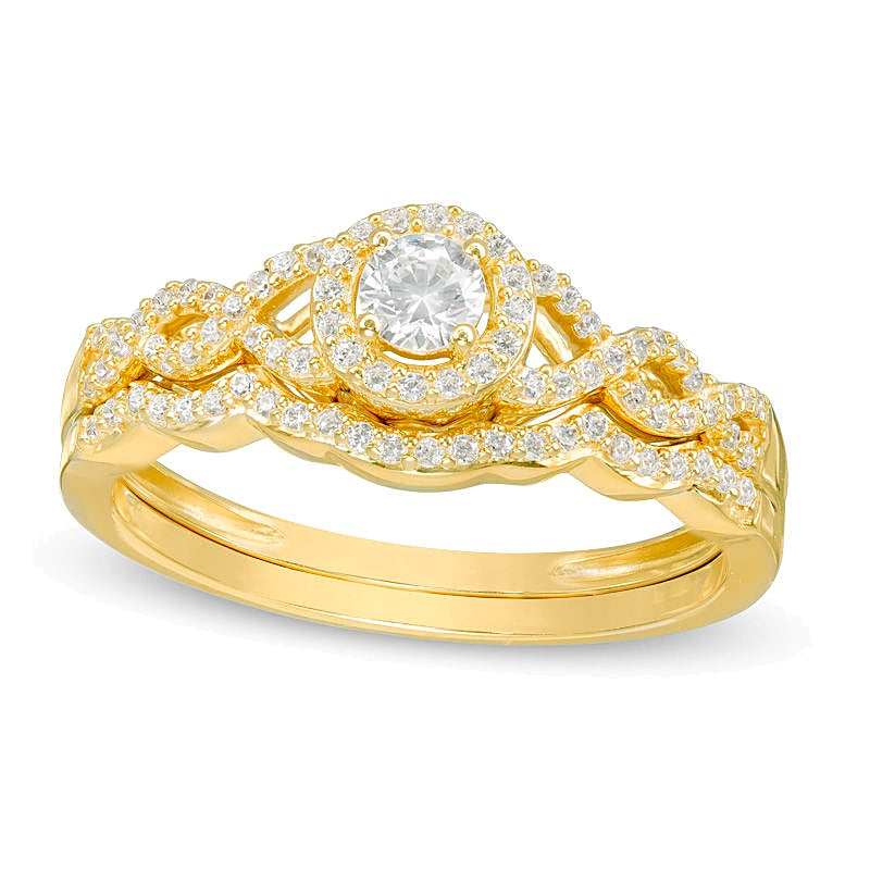 Diamant-Braut-Set mit Twist-Frame 0,38 ct. Gesamtgewicht in 10K Gelbgold