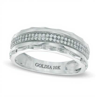 0.2 CT. Gesamtgewicht Diamant-Ehering zweireihig in 10K Weißgold