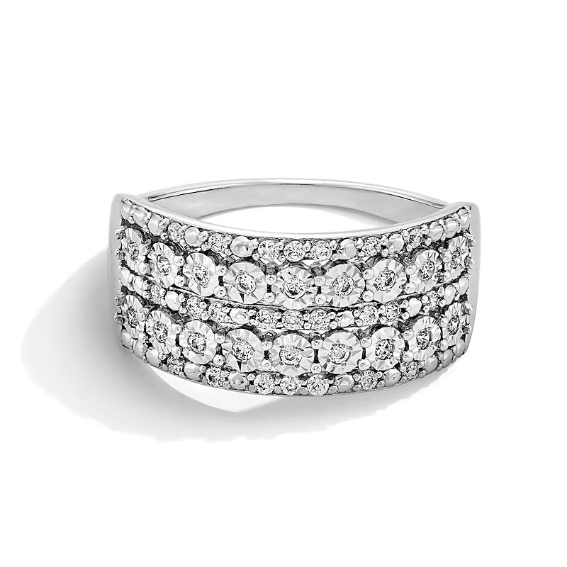 0.25 ct. Gesamtgewicht Diamant Ring mehrreihig in 10K Weißgold