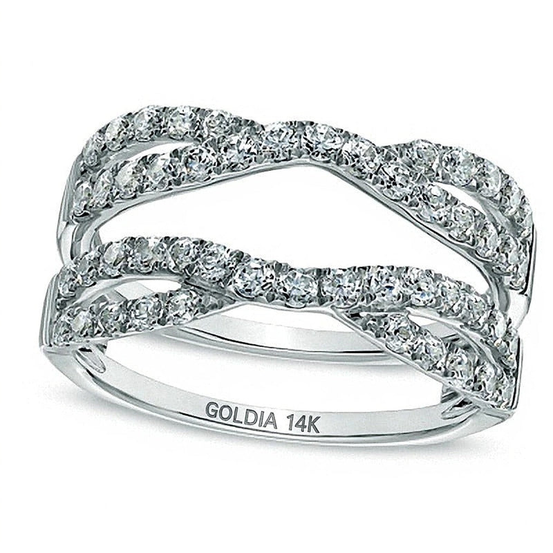 1.0 ct. Gesamtgewicht Diamant Ring mit gedrehtem Split-Shank in 14K Weißgold für Damen
