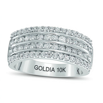 Memoire-Ring mit Diamanten 1.0 ct. Gesamtgewicht, vierreihig, in 10K Weißgold