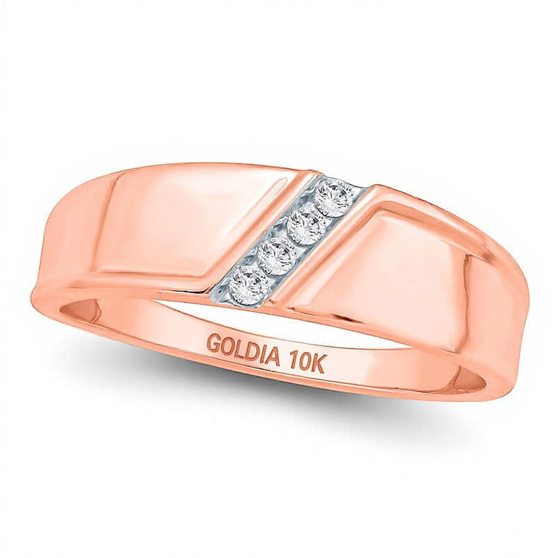 Ehering mit Diamanten 0.1 ct. Gesamtgewicht, rund, in 10K Roségold für Damen