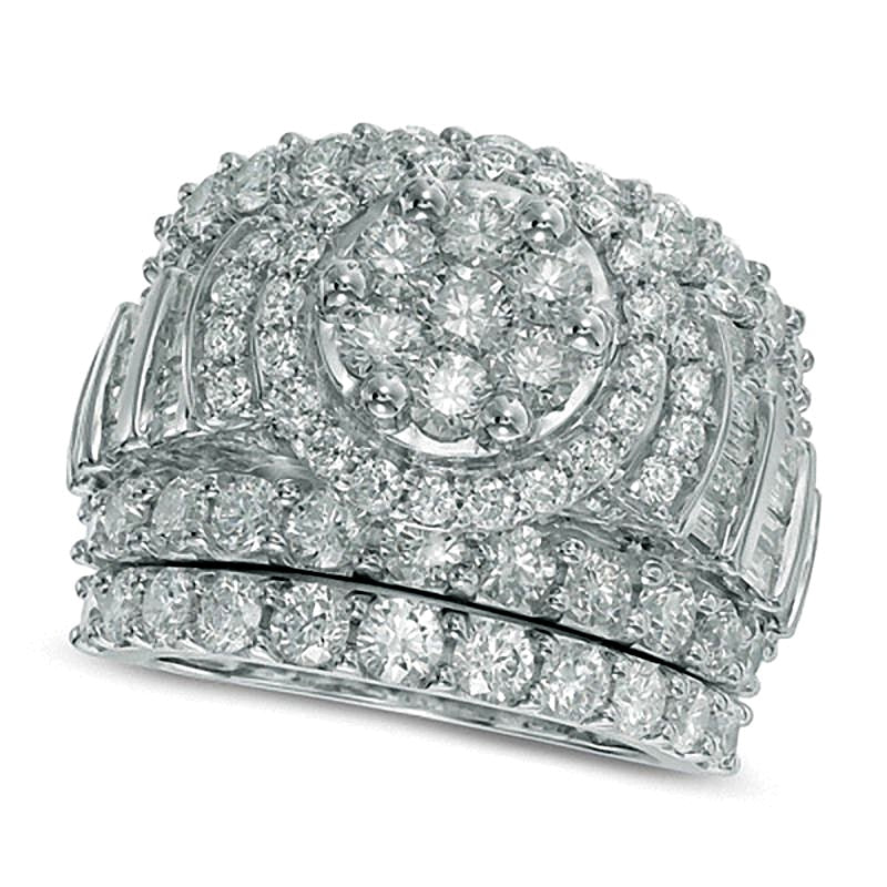 Brautset mit Diamanten 5.0 ct. Gesamtgewicht in 14K Weißgold