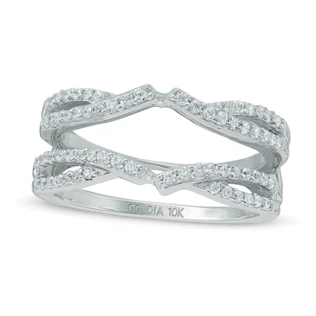 0.33 ct. Gesamtgewicht Diamant Crossover Solitär Enhancer Ring in 10K Weißgold