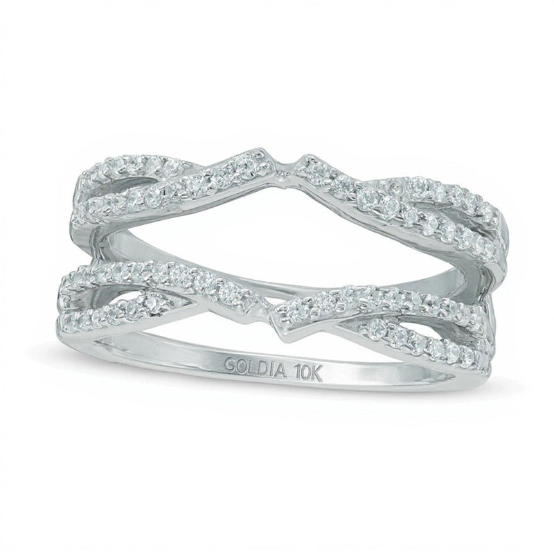 0.33 ct. Gesamtgewicht Diamant Crossover Solitär Enhancer Ring in 10K Weißgold