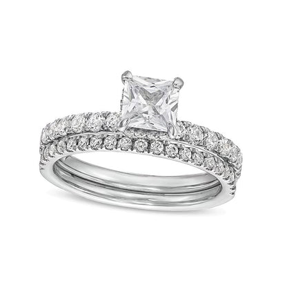 1,75 ct. Gesamtgewicht Braut-Set mit Princess-Labordiamanten in 14K Weißgold (F/SI2)
