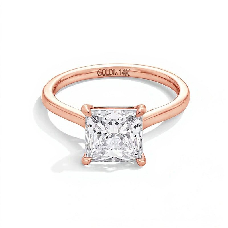 3.0 CT. Solitär-Verlobungsring mit Labordiamant im Princess-Schliff in 14K Roségold (F/VS2)