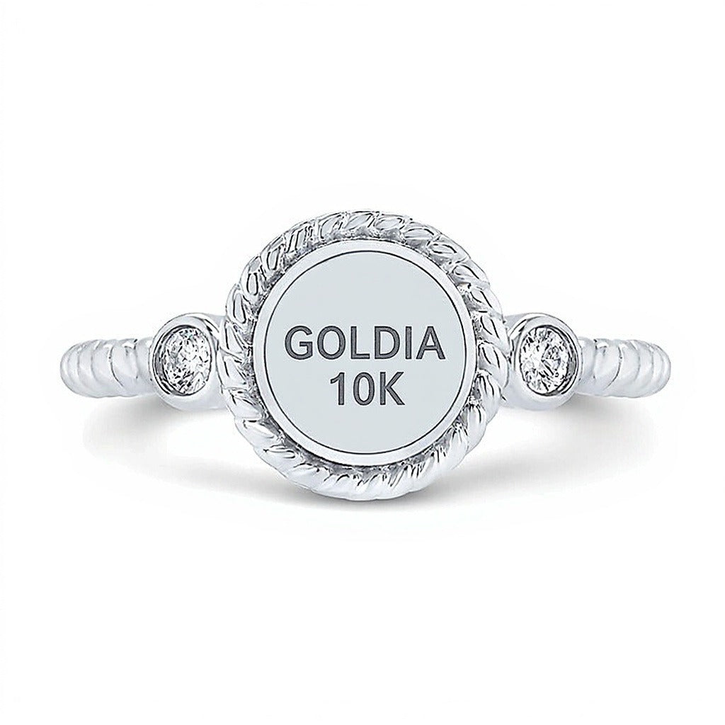 0.2 CT. Gesamtgewicht Multi-Diamant Halo-Ring mit Seil-Rahmen aus 10K Weißgold