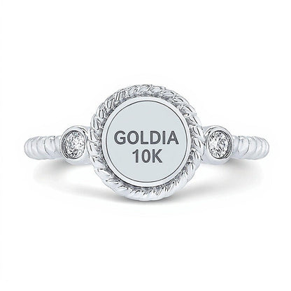 0.2 CT. Gesamtgewicht Multi-Diamant Halo-Ring mit Seil-Rahmen aus 10K Weißgold
