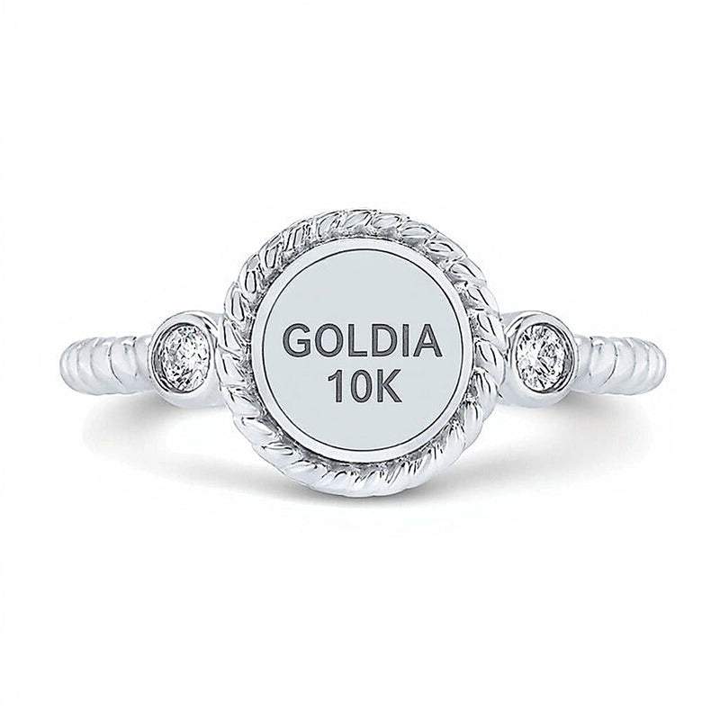 0.2 CT. Gesamtgewicht Multi-Diamant Halo-Ring mit Seil-Rahmen aus 10K Weißgold