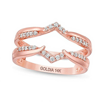 0.2 CT. Gesamtgewicht Diamant Chevron Ring Solitär-Enhancer in 14K Roségold
