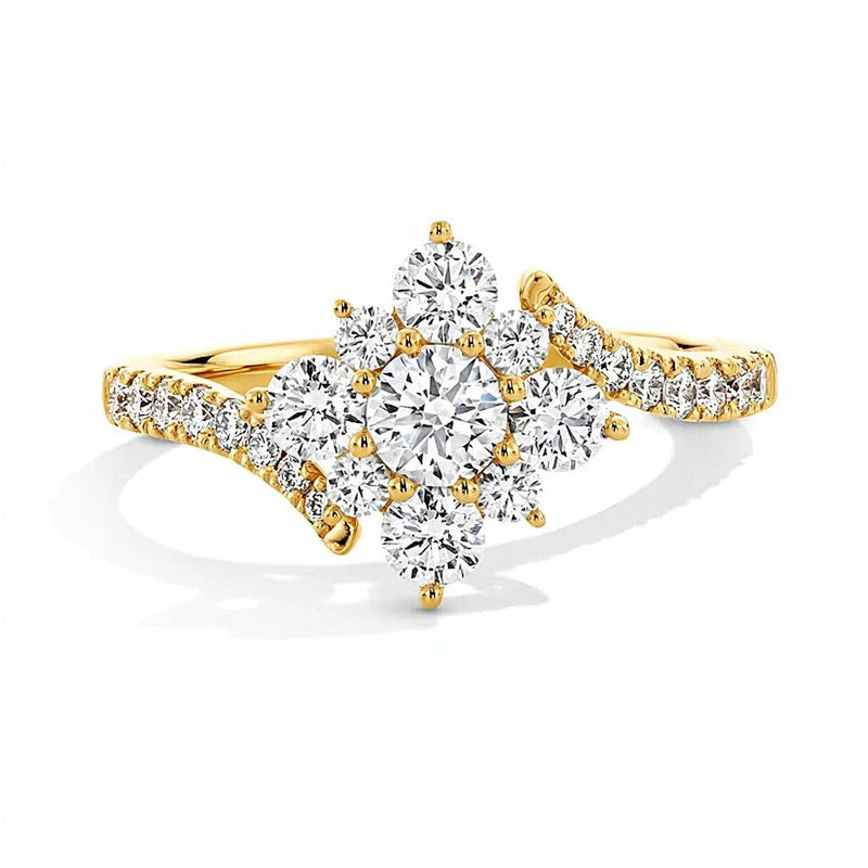 1.0 ct. Gesamtgewicht Labordiamant Bypass-Ring aus 10K Gelbgold mit mehreren Diamanten (F/VS2)