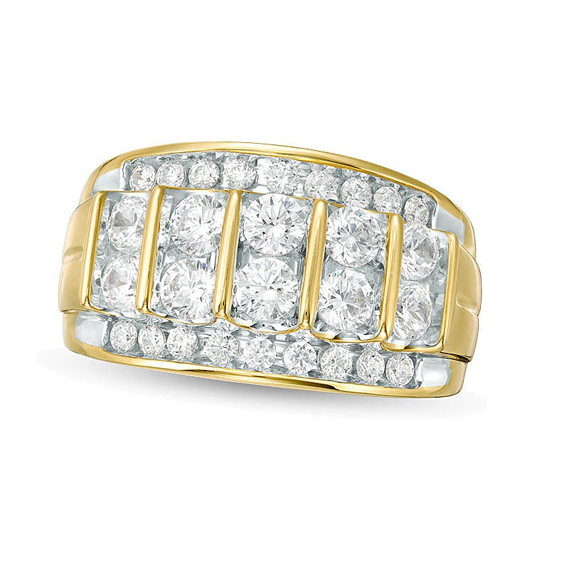 2.0 ct. Gesamtgewicht Diamant Fashion-Ring mehrreihig in 10K Gelbgold