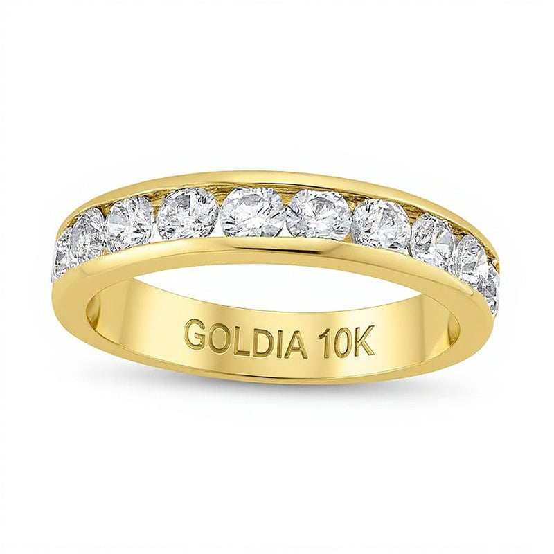Ring mit Diamanten im rund-Schliff 1.25 ct. Gesamtgewicht, kanalgefasst, in 10K Gelbgold (I/I2)