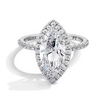 3.5 CT. Gesamtgewicht Verlobungsring Halo mit Labordiamanten im Marquise- und Rundschliff in Platin (F/VS2)