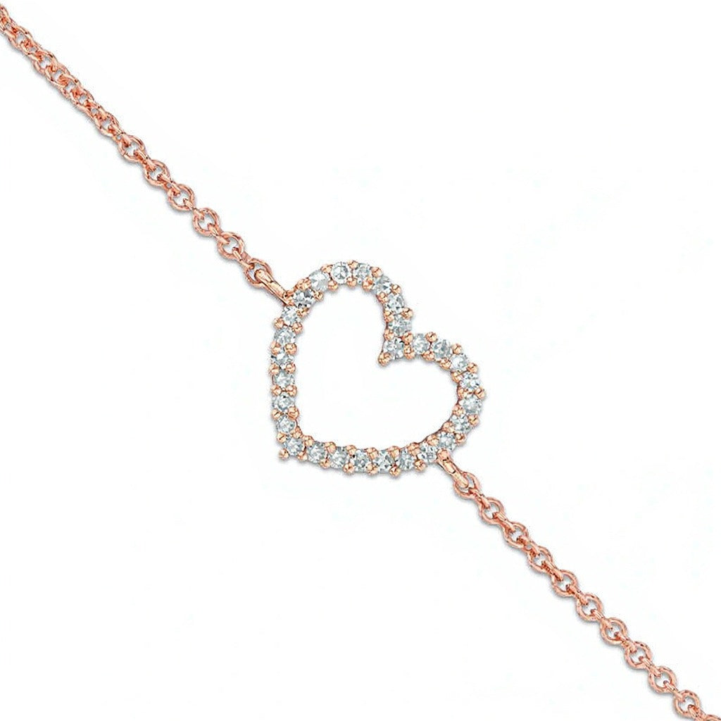 Diamant-Herz-Armband in 10K Roségold
