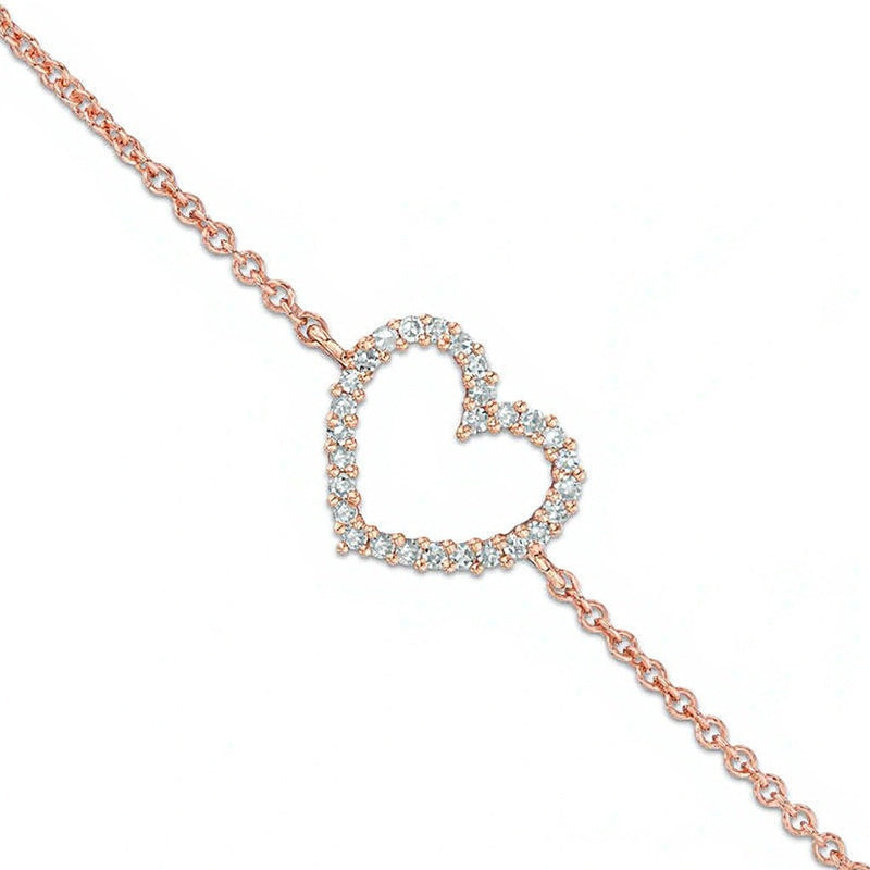 Diamant-Herz-Armband in 10K Roségold