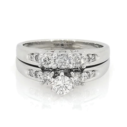 Diamant-Brautset Dreistein 2.0 ct. Gesamtgewicht in 14K Weißgold