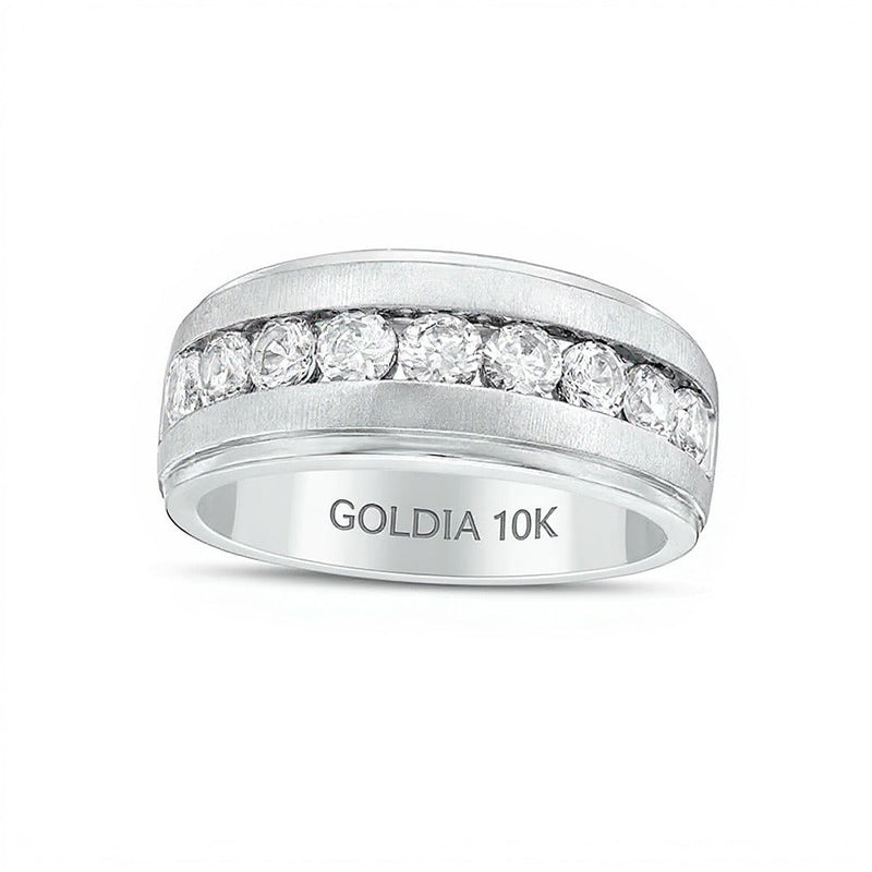 Ehering mit 1.5 ct. Gesamtgewicht Diamanten, neun Steine, in 10K Weißgold
