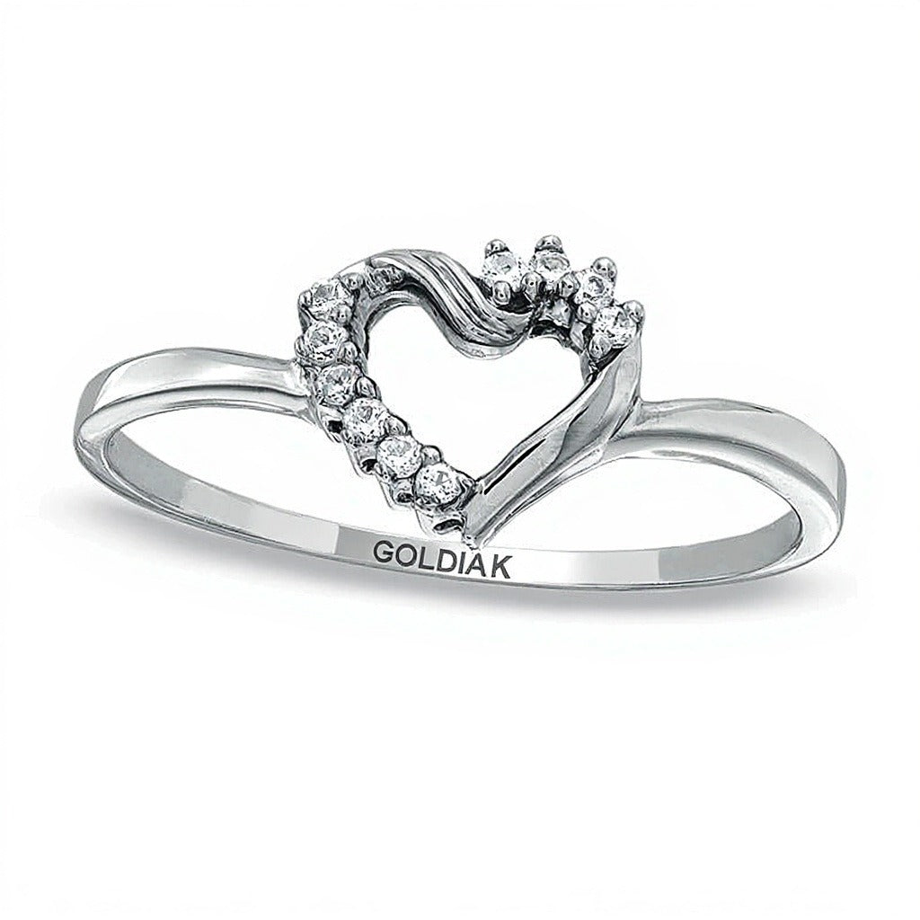 Diamant-Ring Herz mit Twist 0,05 ct. Gesamtgewicht in 10K Weißgold