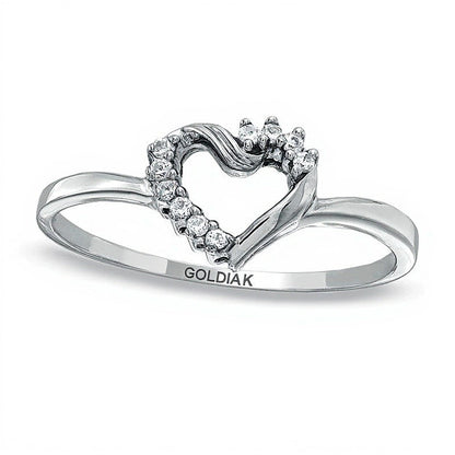 Diamant-Ring Herz mit Twist 0,05 ct. Gesamtgewicht in 10K Weißgold