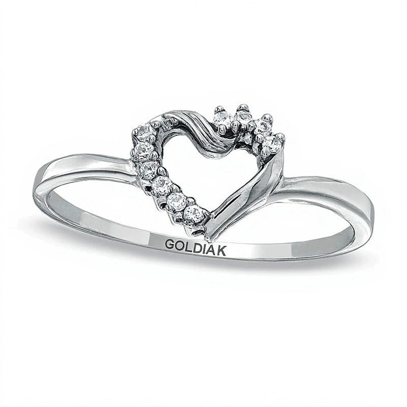 Diamant-Ring Herz mit Twist 0,05 ct. Gesamtgewicht in 10K Weißgold